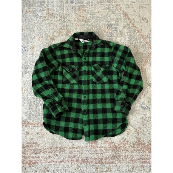 Woolrich Other - Woolrich Vintage Green Black Buffalo Check Wool Shacket S/M